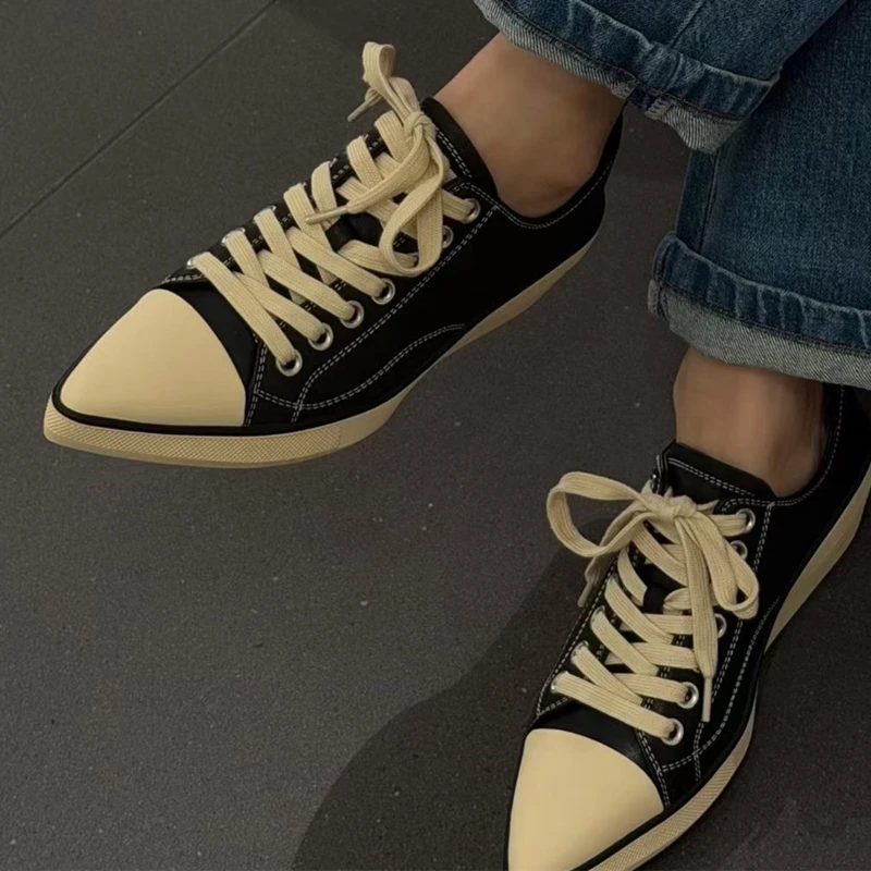 AIYUQI 2026 New Women Platform Sneakers Shoe Pointed Toe Wedge Fashion Casual Shoes Women Antislip Laceup Everyday Female Shoes