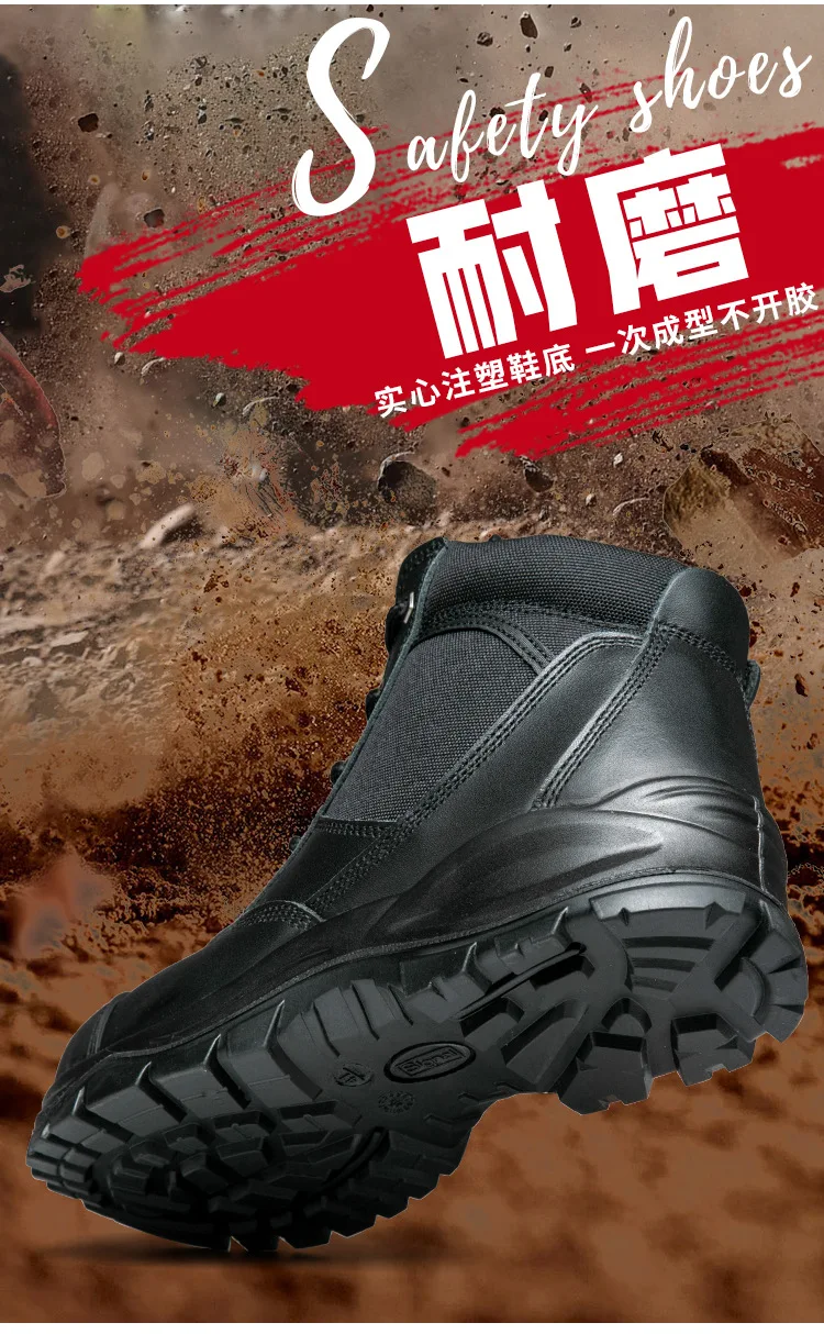 Genuine Leather Work Boots Cowhide Safety Shoes Men Waterproof Protection Shoes Puncture-Proof Indestructible Shoes Steel Toe