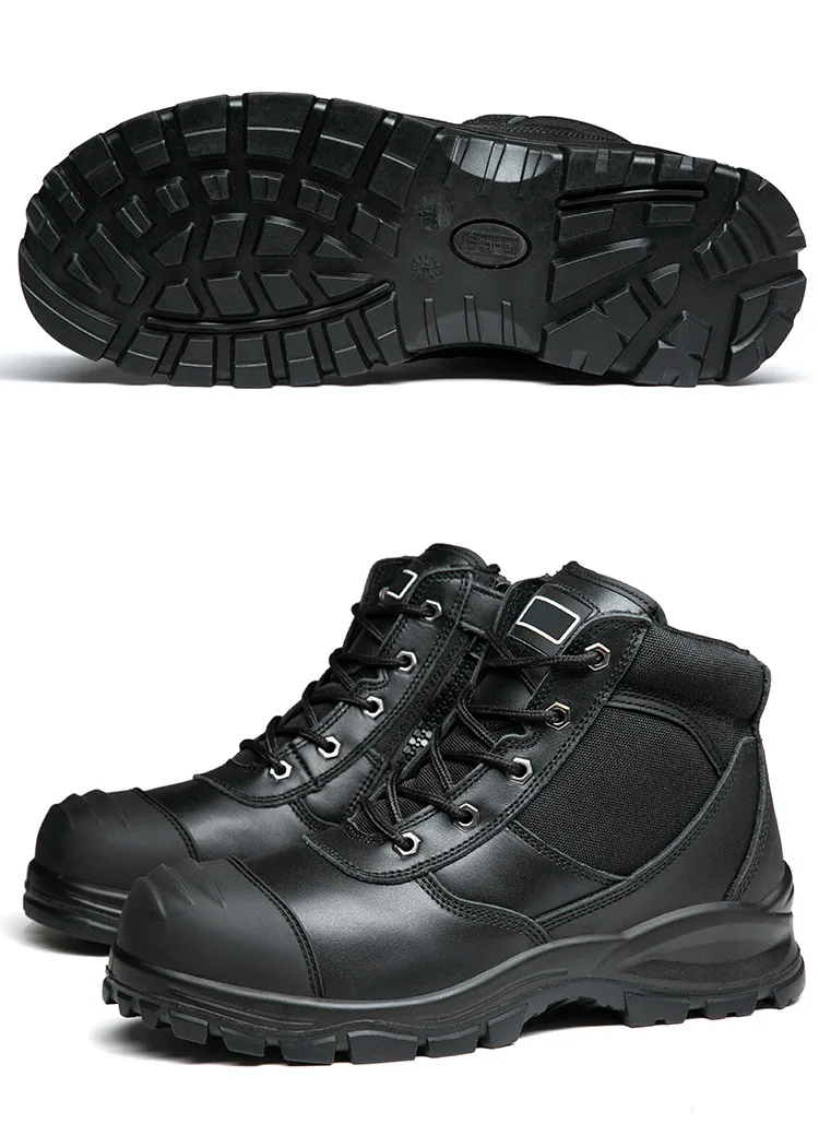 Genuine Leather Work Boots Cowhide Safety Shoes Men Waterproof Protection Shoes Puncture-Proof Indestructible Shoes Steel Toe