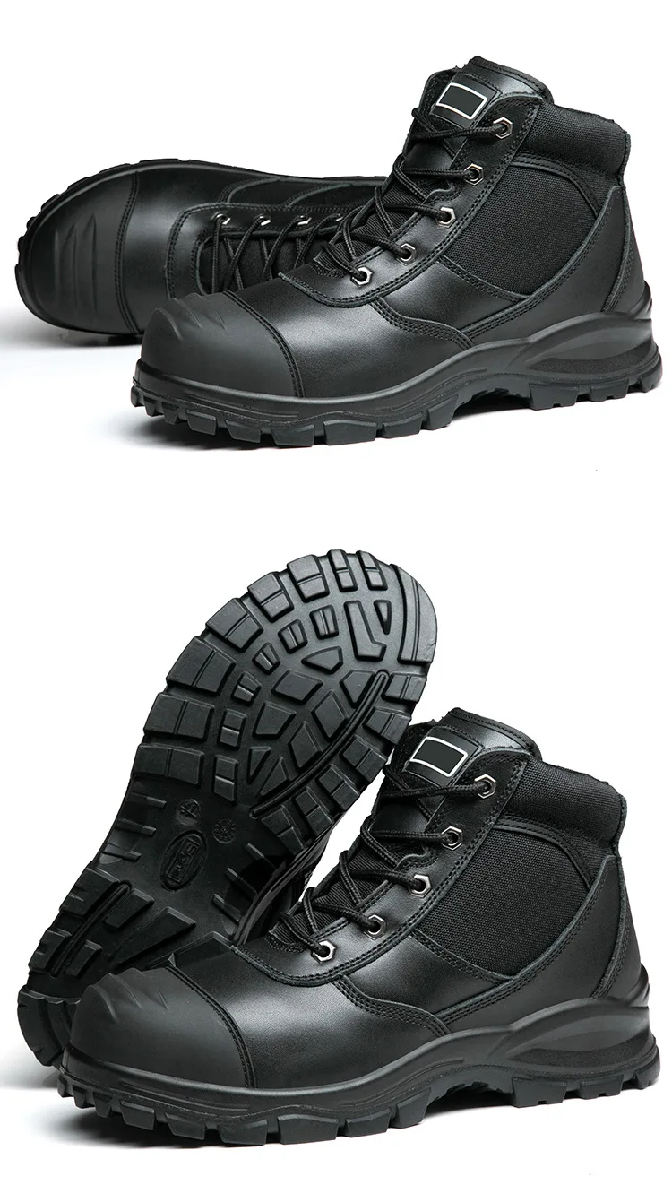 Genuine Leather Work Boots Cowhide Safety Shoes Men Waterproof Protection Shoes Puncture-Proof Indestructible Shoes Steel Toe