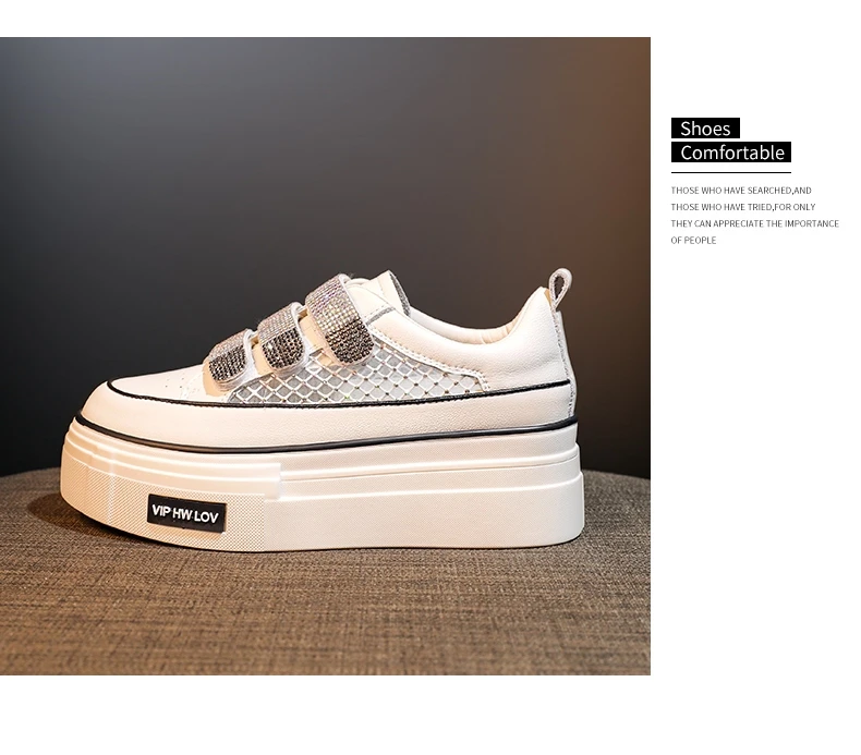 Women's Sneakers Sequined Casual Shoes Women Platform Heels Female Wedge Height Increasing Shoes 2022 Ladies Vulcanized Shoes
