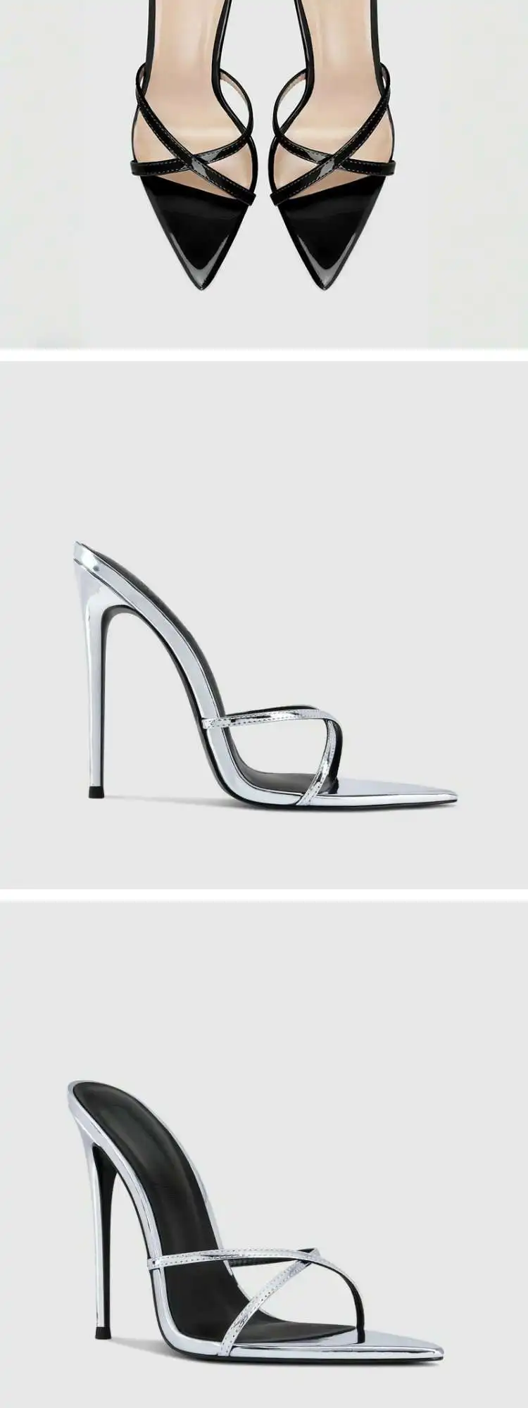 New European and American Fashion Sandals Comfortable Cross Strap Stiletto High Heels Large Sandals 33-46