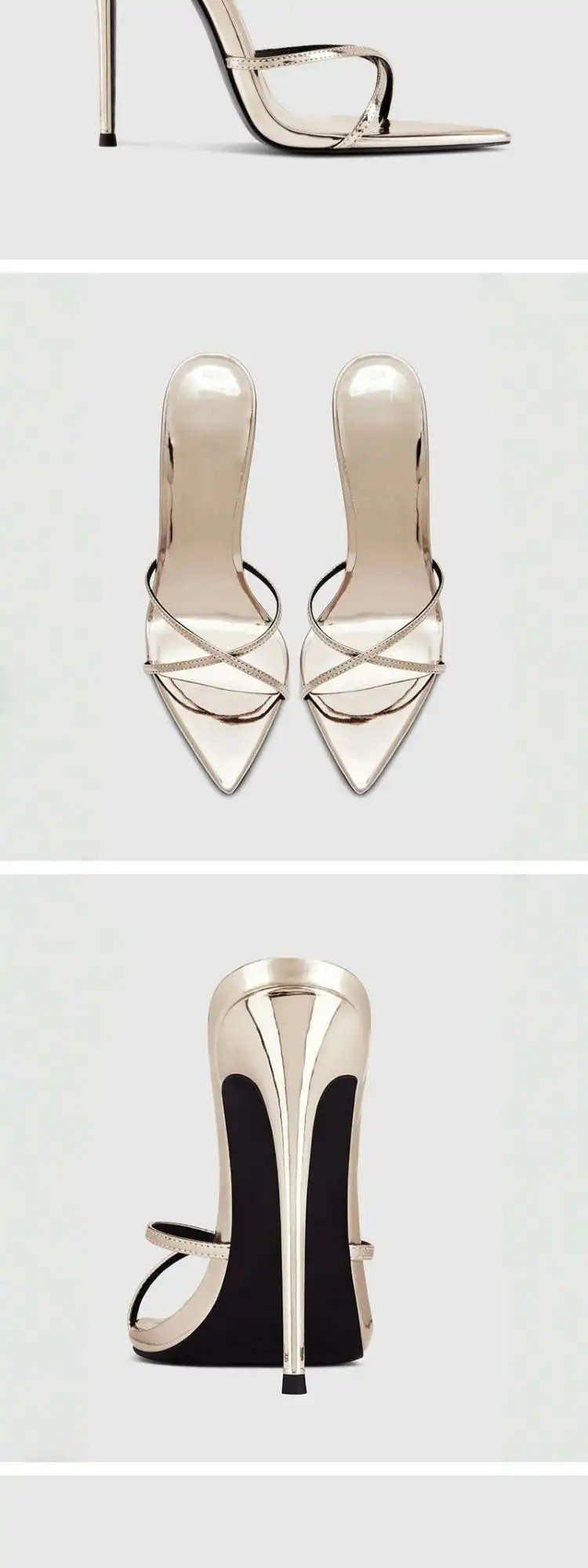 New European and American Fashion Sandals Comfortable Cross Strap Stiletto High Heels Large Sandals 33-46