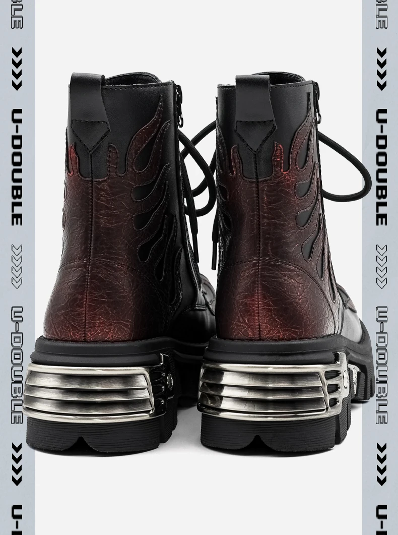 2026 New Punk Women Platform Ankle Boots Female's Rock Round Toe Lace Up Fashion Retro Chunky Shoes Metal Decor Short Boots