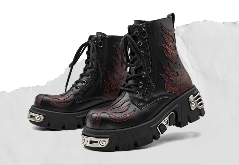 2026 New Punk Women Platform Ankle Boots Female's Rock Round Toe Lace Up Fashion Retro Chunky Shoes Metal Decor Short Boots