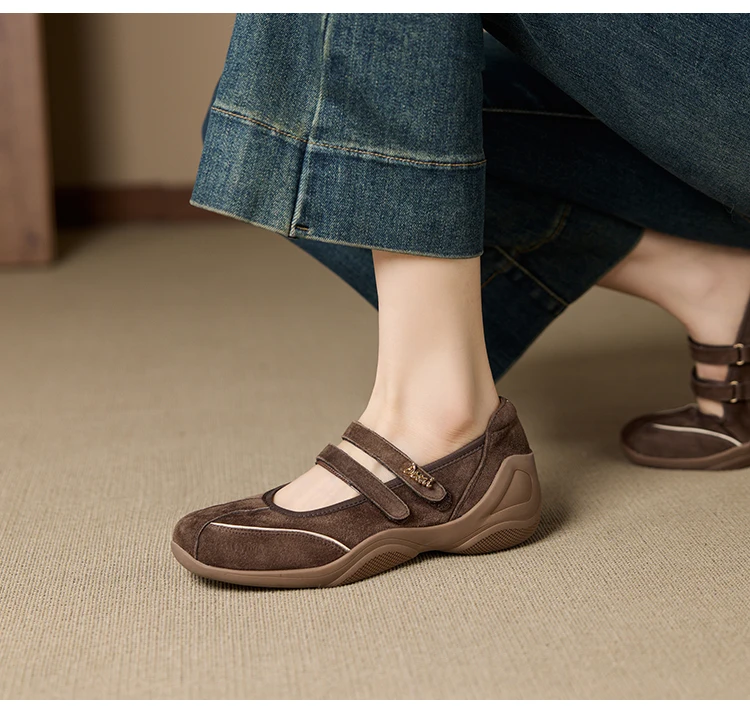 AIYUQI Flat Mary Jane Shoes For Women 2026 New One-strap Ballet Women's Sneakers Large Size Genuine Leather Female Shoes