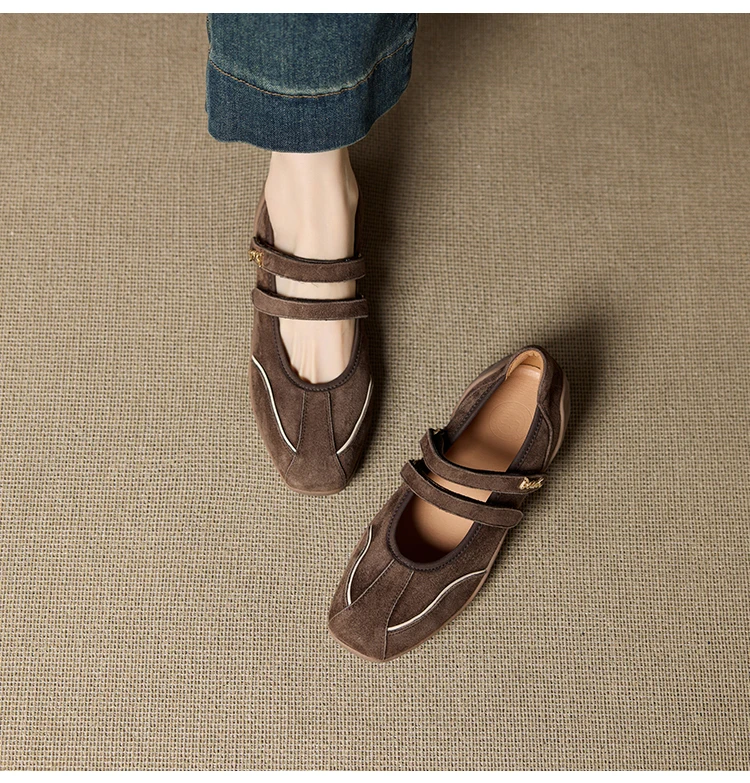 AIYUQI Flat Mary Jane Shoes For Women 2026 New One-strap Ballet Women's Sneakers Large Size Genuine Leather Female Shoes