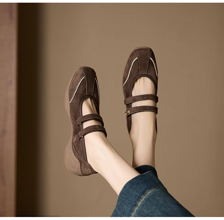 AIYUQI Flat Mary Jane Shoes For Women 2026 New One-strap Ballet Women's Sneakers Large Size Genuine Leather Female Shoes