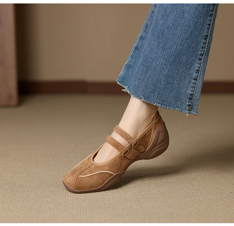 AIYUQI Flat Mary Jane Shoes For Women 2026 New One-strap Ballet Women's Sneakers Large Size Genuine Leather Female Shoes