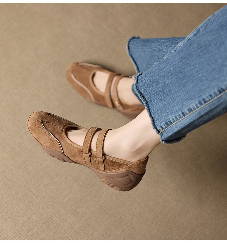AIYUQI Flat Mary Jane Shoes For Women 2026 New One-strap Ballet Women's Sneakers Large Size Genuine Leather Female Shoes