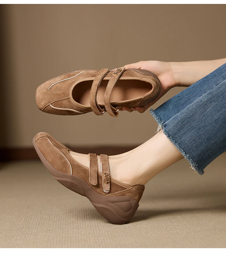 AIYUQI Flat Mary Jane Shoes For Women 2026 New One-strap Ballet Women's Sneakers Large Size Genuine Leather Female Shoes