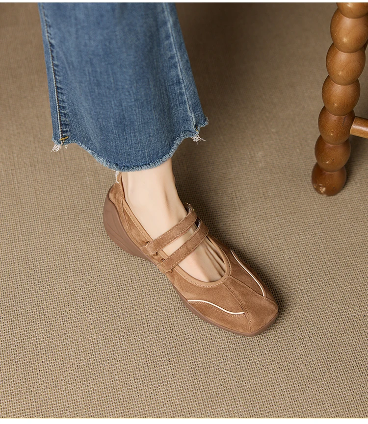 AIYUQI Flat Mary Jane Shoes For Women 2026 New One-strap Ballet Women's Sneakers Large Size Genuine Leather Female Shoes