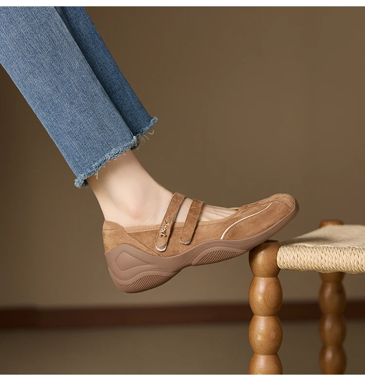 AIYUQI Flat Mary Jane Shoes For Women 2026 New One-strap Ballet Women's Sneakers Large Size Genuine Leather Female Shoes