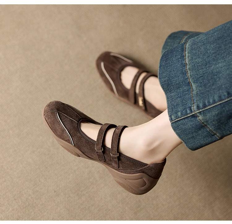 AIYUQI Flat Mary Jane Shoes For Women 2026 New One-strap Ballet Women's Sneakers Large Size Genuine Leather Female Shoes