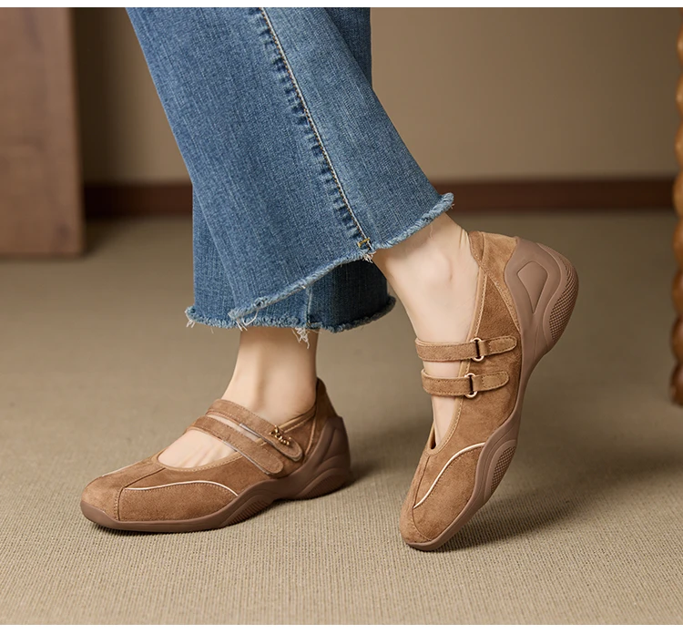 AIYUQI Flat Mary Jane Shoes For Women 2026 New One-strap Ballet Women's Sneakers Large Size Genuine Leather Female Shoes