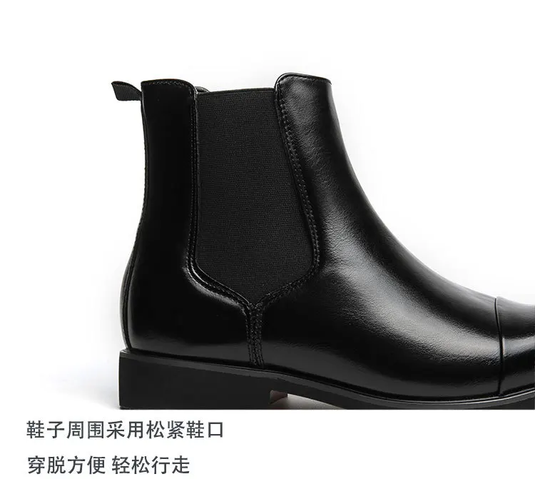 Autumn winter pointed toed male Boots Redsoled high top leather shoe English casual Chelsea boot Fashion comfortable men's shoes
