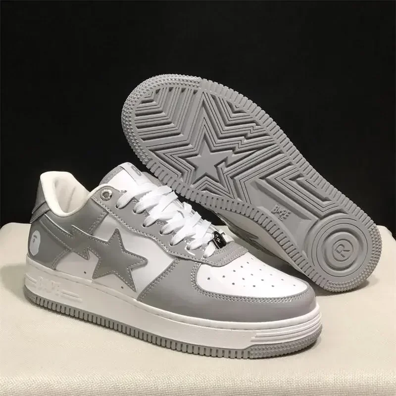 A BATHING APE Men All Black Shark BAPESTA Casual Plarfom Shoes Unisex Women Slip-Resistant Outdoor Soft Walking Sneakers