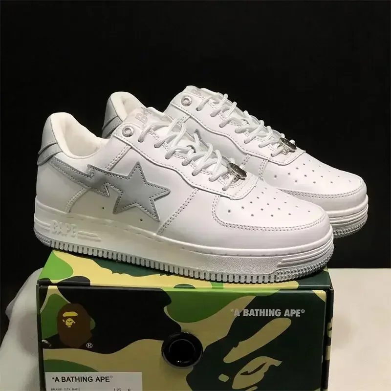 A BATHING APE Men All Black Shark BAPESTA Casual Plarfom Shoes Unisex Women Slip-Resistant Outdoor Soft Walking Sneakers