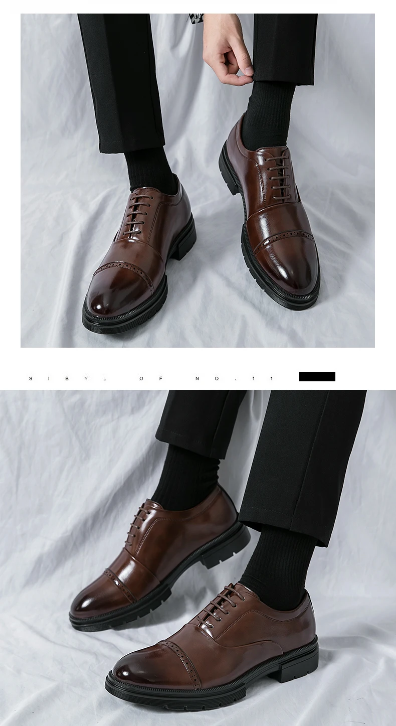High Quality Brogues Wedding Leather Shoes Men Classic Formal Office Casual Business Shoes Man Social Oxford Men's Dress Shoes