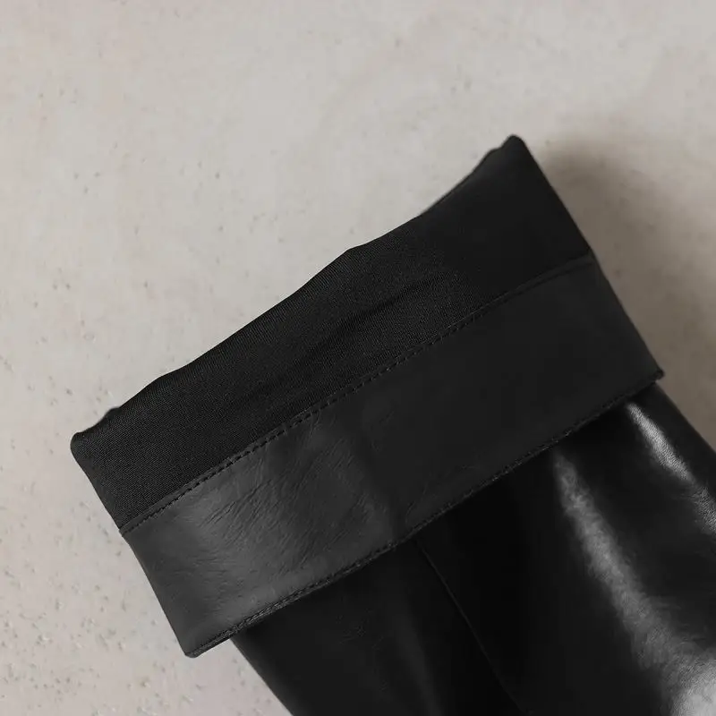 MORAZORA Genuine Leather Boots Women Square Mid Heels Black Brown Winter Boots Fashion Handmade Knee High Boots Ladies Shoes