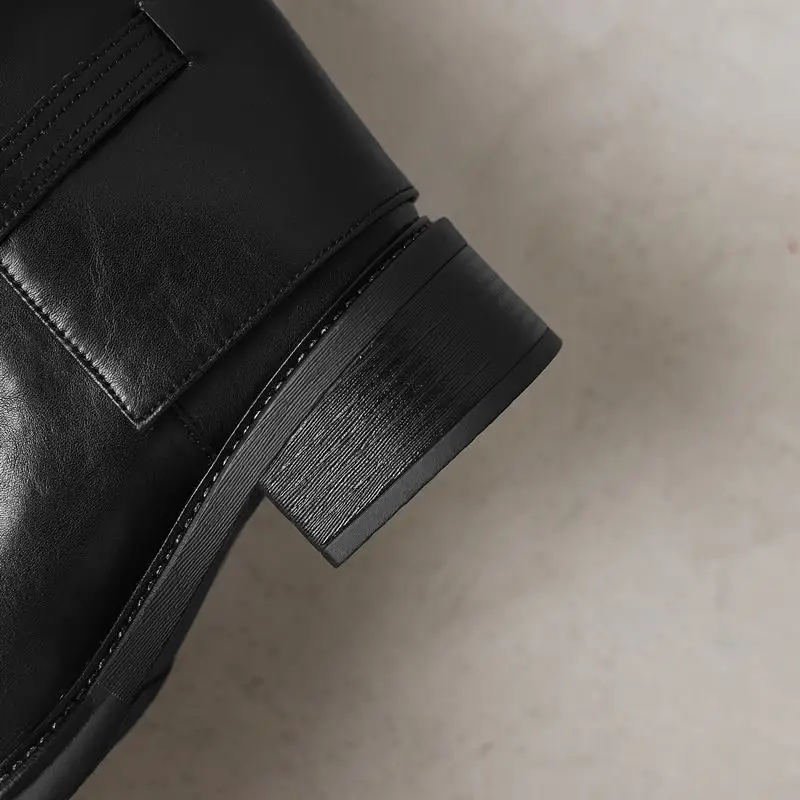 MORAZORA Genuine Leather Boots Women Square Mid Heels Black Brown Winter Boots Fashion Handmade Knee High Boots Ladies Shoes