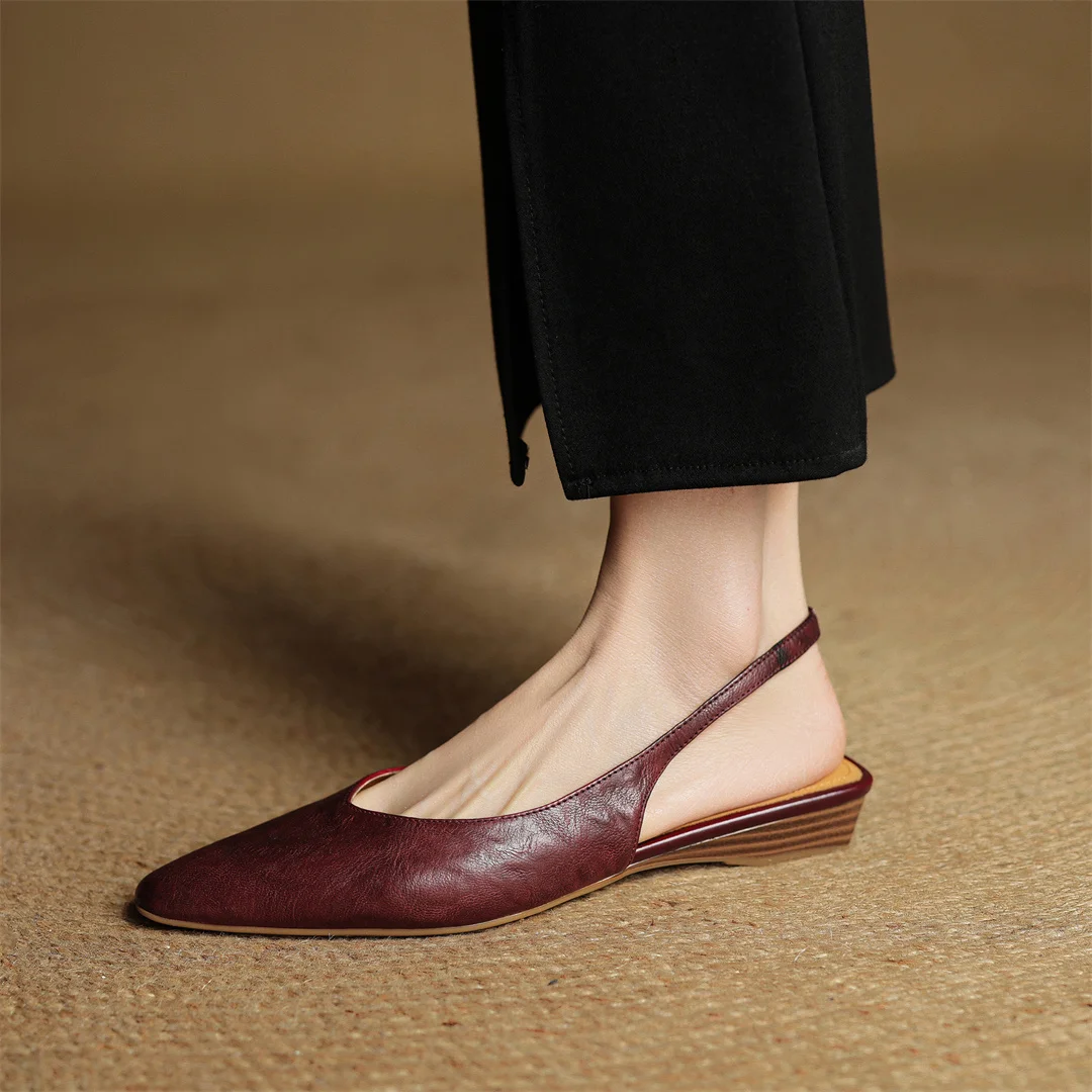 danxuefei women's sheepskin pointed toe slingback slip-on flats sandals casual female soft comfortable summer shoes for woman