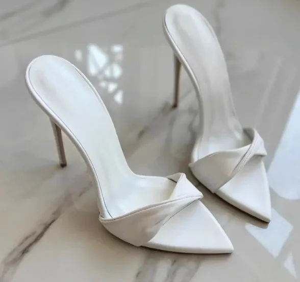 2026 new pointed black matte high heels for women, super high heels, open toed sandals, slim heels, sexy outer half slippers