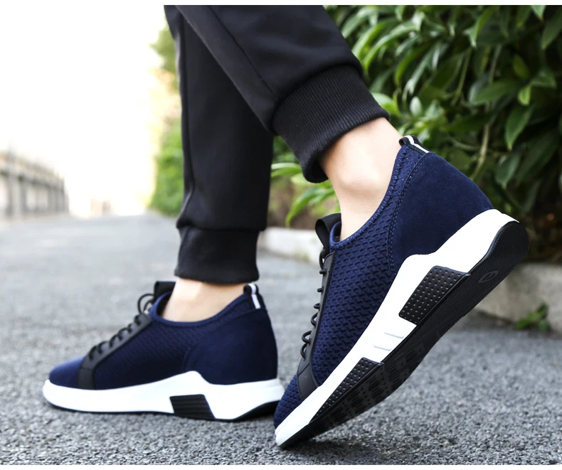 Men Lift Sneakers Summer Breathable Man Sports Elevator Shoes Height Increase Shoes Insole 7-8cm Fashion Casual Shoes
