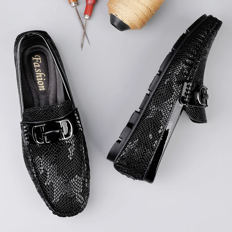 High Quality Men's Fashionable Snake Skin Pattern Comfortable Business Banquet Leather Shoes Spring New Men's Casual Loafers