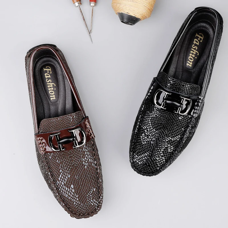 High Quality Men's Fashionable Snake Skin Pattern Comfortable Business Banquet Leather Shoes Spring New Men's Casual Loafers
