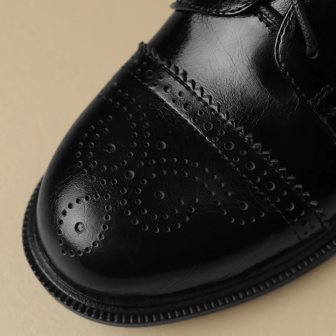 Women's cow leather carving British style lace-up flats oxfords round toe high quality soft comfortable casual female daily shoe