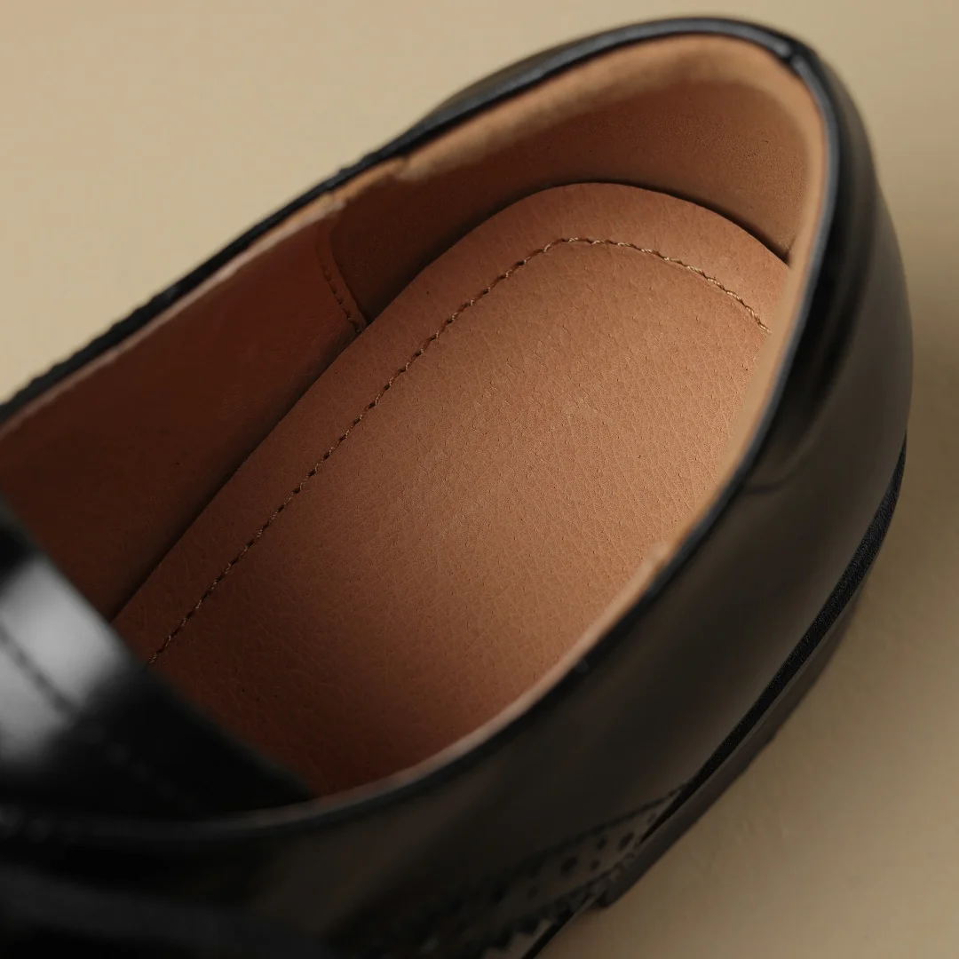 Women's cow leather carving British style lace-up flats oxfords round toe high quality soft comfortable casual female daily shoe