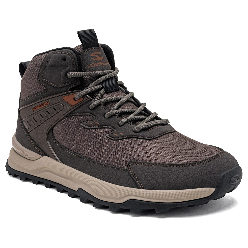 HOBIBEAR Men Wide Width Ankle Boots Mid-Top Hiking Running Shoes Non-Slip Outdoor Trail Walking Sneakers for Male