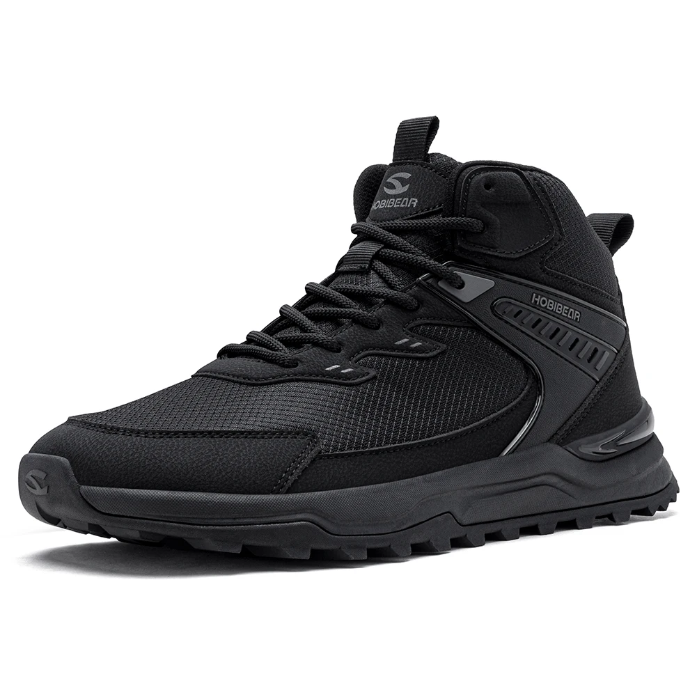 HOBIBEAR Men Wide Width Ankle Boots Mid-Top Hiking Running Shoes Non-Slip Outdoor Trail Walking Sneakers for Male