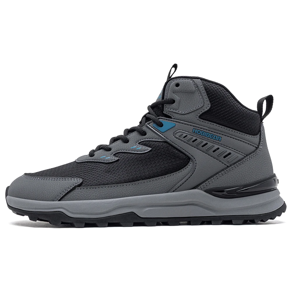 HOBIBEAR Men Wide Width Ankle Boots Mid-Top Hiking Running Shoes Non-Slip Outdoor Trail Walking Sneakers for Male