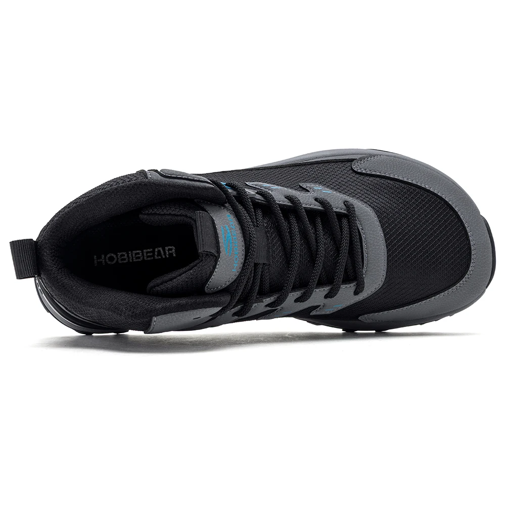 HOBIBEAR Men Wide Width Ankle Boots Mid-Top Hiking Running Shoes Non-Slip Outdoor Trail Walking Sneakers for Male