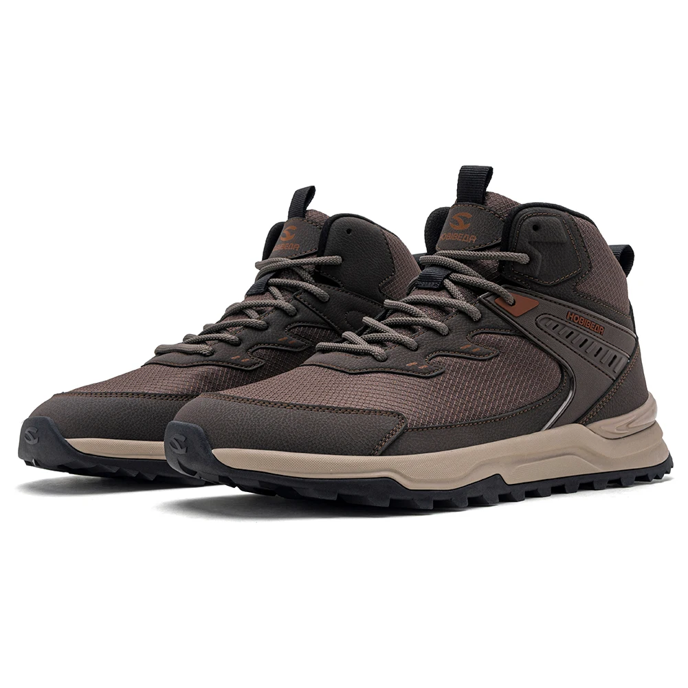 HOBIBEAR Men Wide Width Ankle Boots Mid-Top Hiking Running Shoes Non-Slip Outdoor Trail Walking Sneakers for Male