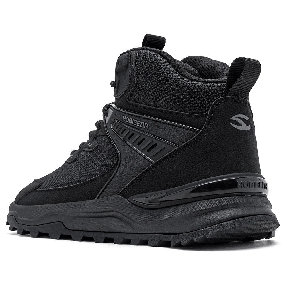 HOBIBEAR Men Wide Width Ankle Boots Mid-Top Hiking Running Shoes Non-Slip Outdoor Trail Walking Sneakers for Male