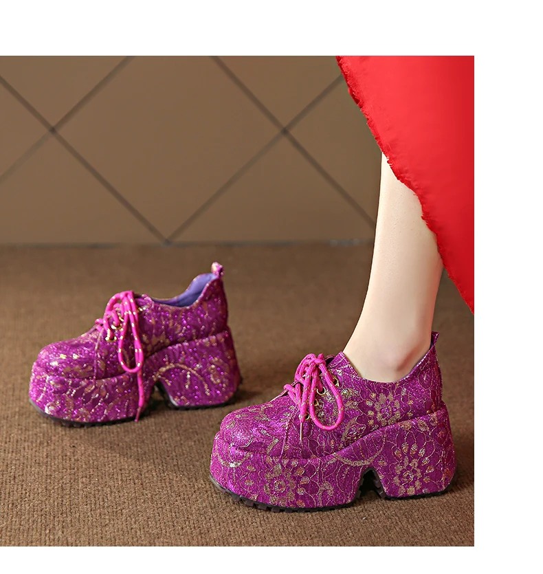 2026 New Ethnic Embroidery Single Shoes Red Ethnic Style Banquet Shoes Luxury Thick Soled Women's Height Increasing Shoes
