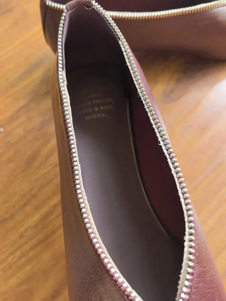 MKKHOU Fashion Pumps New High Quality Genuine Leather Square Head Zipper High Heels Commuter Low Heel Leather Shoes Women