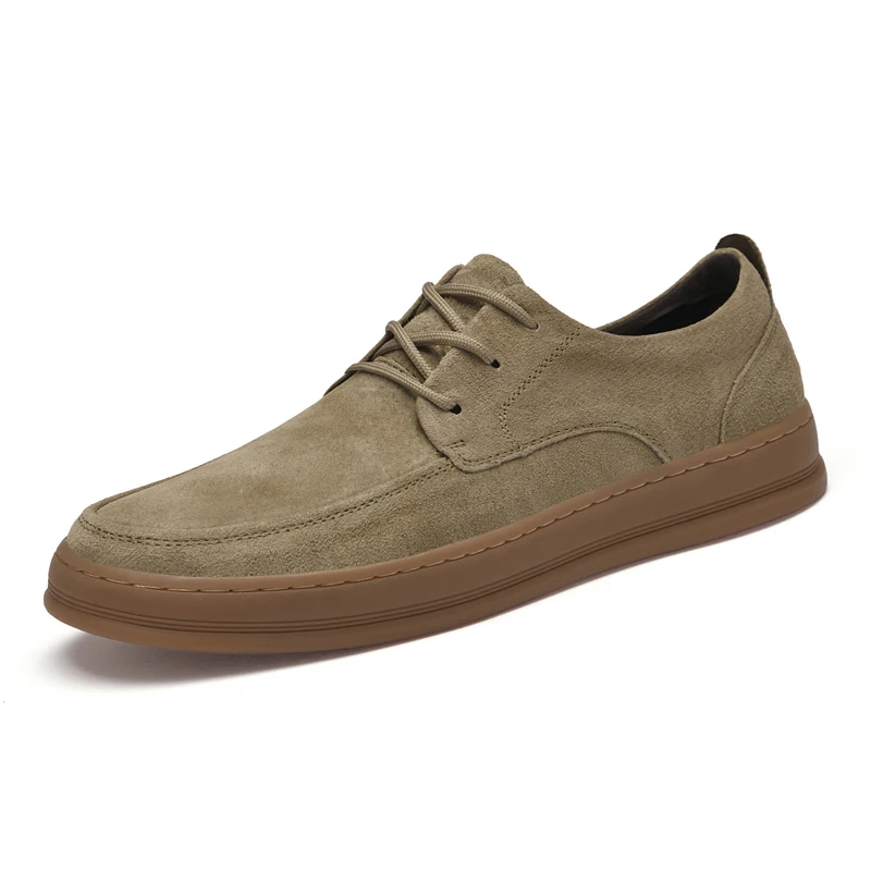 High Quality Suede Leather Casual Shoes Low Heel Lace Up Sneakers Men's Flat Designer Shoes Outdoor Oxford Shoes Size：38-45
