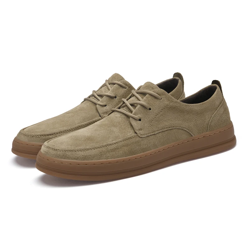 High Quality Suede Leather Casual Shoes Low Heel Lace Up Sneakers Men's Flat Designer Shoes Outdoor Oxford Shoes Size：38-45
