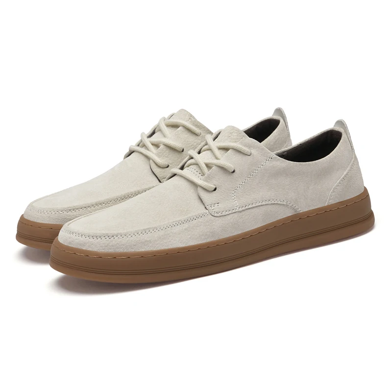 High Quality Suede Leather Casual Shoes Low Heel Lace Up Sneakers Men's Flat Designer Shoes Outdoor Oxford Shoes Size：38-45