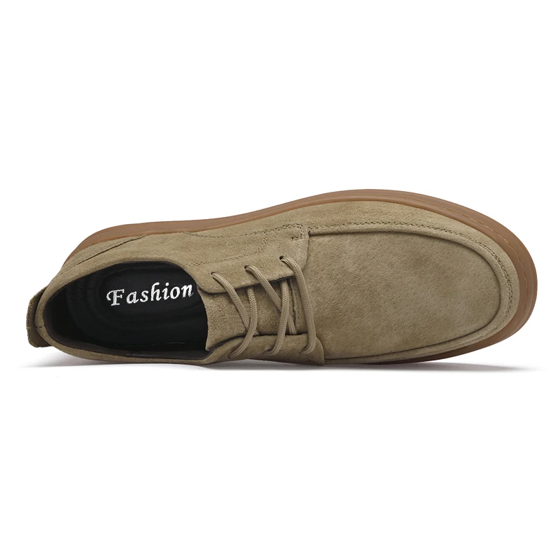 High Quality Suede Leather Casual Shoes Low Heel Lace Up Sneakers Men's Flat Designer Shoes Outdoor Oxford Shoes Size：38-45