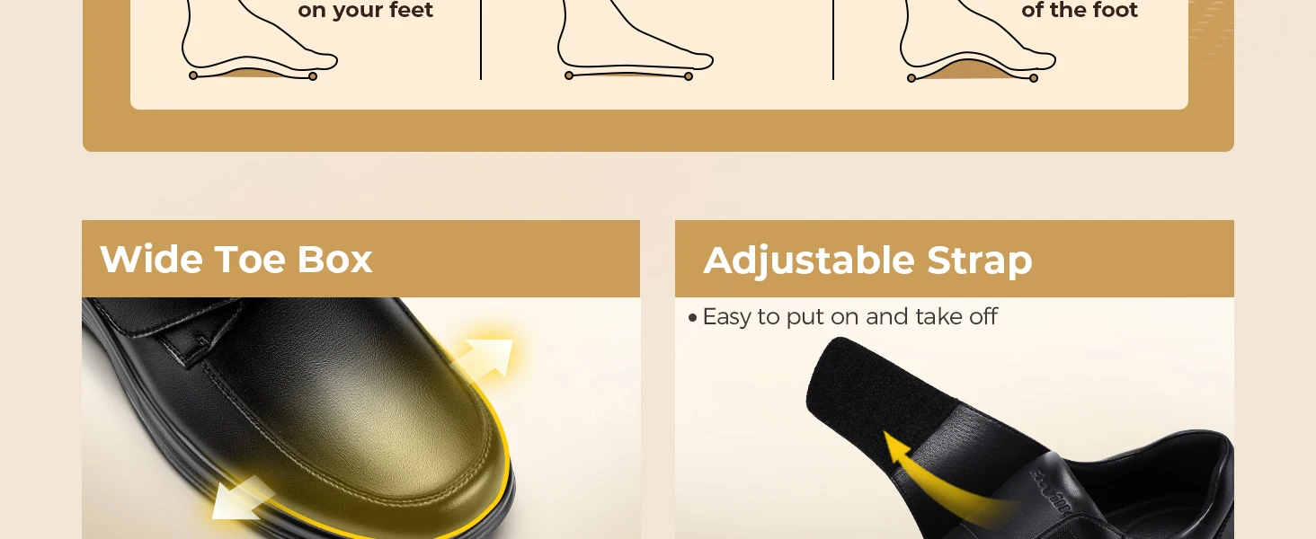 FitVille Men'S Extra Wide Diabetic Leather Dress Shoes, Roomy Wide Toe Box, Built-In Arch Support Orthopedic Shoes, Pain Relief For Swollen Feet, Edema, Plantar Fasciitis, Bunions & Neuropathy
