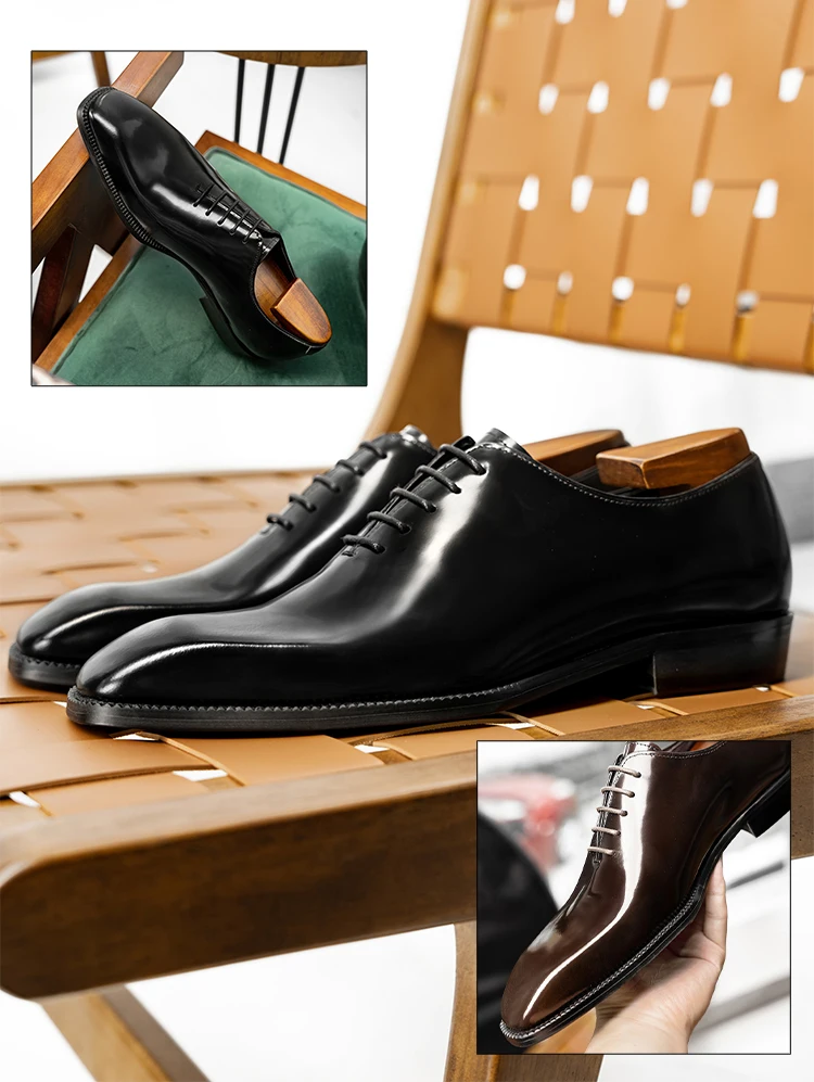2025 Hanmce New High Quality Men's Dress Suit Cow Genuine Leather Oxfords Shoes With Free Shipping Hot