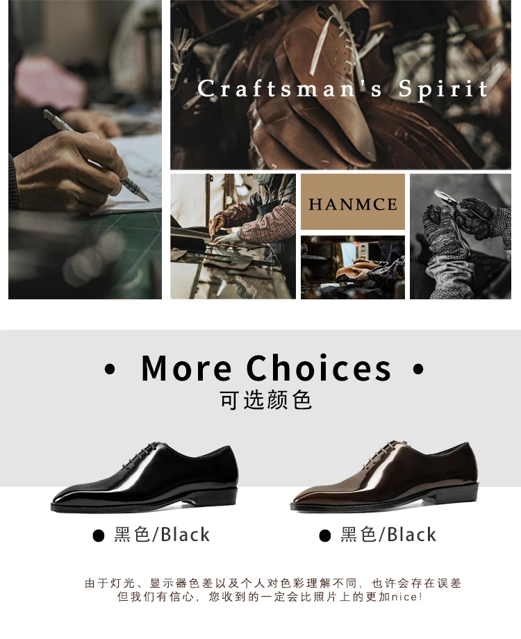 2025 Hanmce New High Quality Men's Dress Suit Cow Genuine Leather Oxfords Shoes With Free Shipping Hot