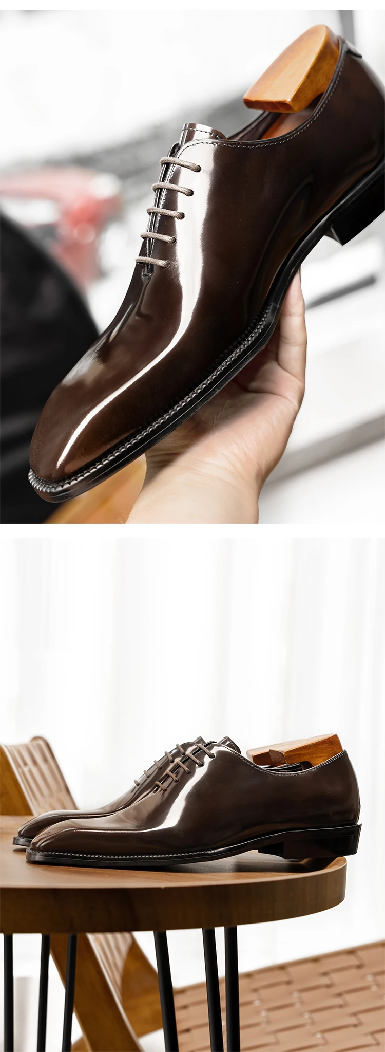 2025 Hanmce New High Quality Men's Dress Suit Cow Genuine Leather Oxfords Shoes With Free Shipping Hot