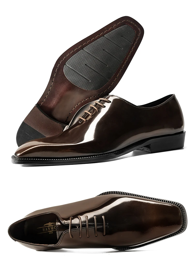 2025 Hanmce New High Quality Men's Dress Suit Cow Genuine Leather Oxfords Shoes With Free Shipping Hot
