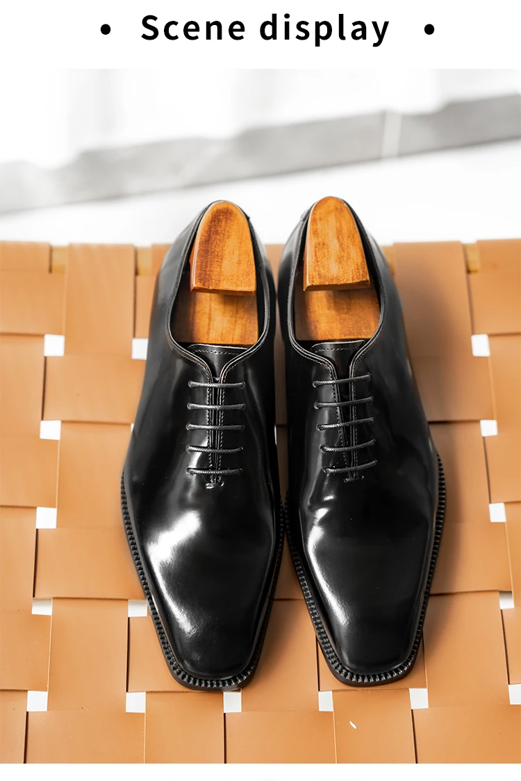 2025 Hanmce New High Quality Men's Dress Suit Cow Genuine Leather Oxfords Shoes With Free Shipping Hot